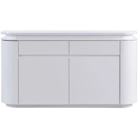 VENTE-UNIQUE.COM Buffet 4 Portes Et 2 Tiroirs Avec LEDs - MDF - Blanc Laqué - VANDANA - Blanc 5 VENTE-UNIQUE.COM Buffet 4 Portes Et 2 Tiroirs Avec LEDs - MDF - Blanc Laqué - VANDANA - Blanc – Image 5