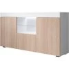 DESIGN AMEUBLEMENT Buffet Bahut 2 Portes 1 Tiroir Avec LED | 135 X 72 X 34 Cm | Couleur Blanc Finition Brillante | Meuble De Rangement | Modèle SEFORA - Sonoma/White