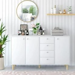 AICOK 140cm De Large Commode Buffet Avec Tiroirs Buffet Armoire Polyvalente