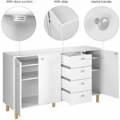 AICOK 140cm De Large Commode Buffet Avec Tiroirs Buffet Armoire Polyvalente 9 AICOK 140cm De Large Commode Buffet Avec Tiroirs Buffet Armoire Polyvalente -Buffet et enfilade Soldes 65952254 5