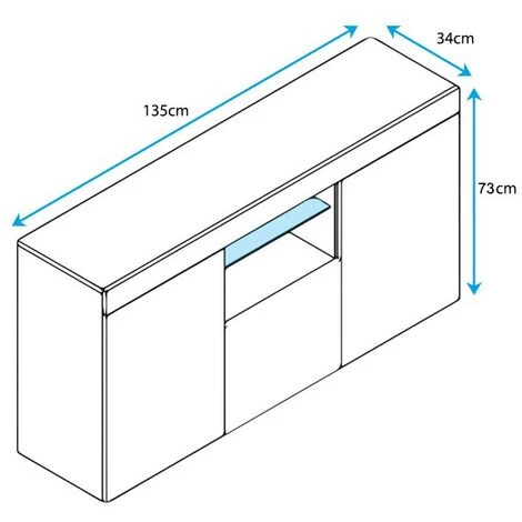 DESIGN AMEUBLEMENT Buffet Bahut 2 Portes 1 Tiroir Avec LED | 135 X 72 X 34 Cm | Couleur Blanc Finition Brillante | Meuble De Rangement | Modèle SEFORA - Noir/Blanc 4 DESIGN AMEUBLEMENT Buffet Bahut 2 Portes 1 Tiroir Avec LED | 135 X 72 X 34 Cm | Couleur Blanc Finition Brillante | Meuble De Rangement | Modèle SEFORA - Noir/Blanc – Image 4