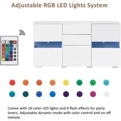 MODERNLUXE Buffet Meuble De Rangement Armoire De Rangement Matt & High Gloss 16 Couleurs LED Pour Salon -Buffet et enfilade Soldes 66076863 3