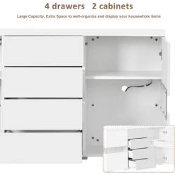 MODERNLUXE Buffet Meuble De Rangement Armoire De Rangement Matt & High Gloss 16 Couleurs LED Pour Salon -Buffet et enfilade Soldes 66076863 4