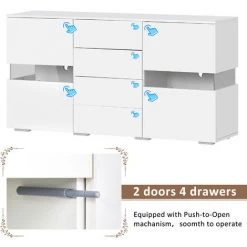 MODERNLUXE Buffet Meuble De Rangement Armoire De Rangement Matt & High Gloss 16 Couleurs LED Pour Salon -Buffet et enfilade Soldes 66076863 5