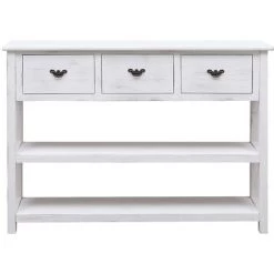 VidaXL Buffet Blanc Antique 108x30x76 Cm Bois De Paulownia Massif - Blanc -Buffet et enfilade Soldes 66087240 2