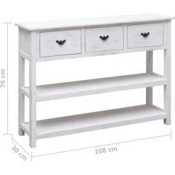 VidaXL Buffet Blanc Antique 108x30x76 Cm Bois De Paulownia Massif - Blanc -Buffet et enfilade Soldes 66087240 3