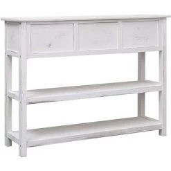 VidaXL Buffet Blanc Antique 108x30x76 Cm Bois De Paulownia Massif - Blanc -Buffet et enfilade Soldes 66087240 4