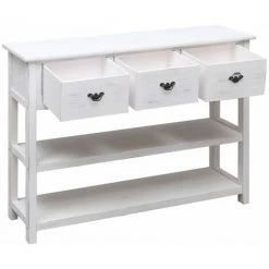 VidaXL Buffet Blanc Antique 108x30x76 Cm Bois De Paulownia Massif - Blanc -Buffet et enfilade Soldes 66087240 5