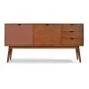 DRAWER Buffet Design 2 Portes 3 Tiroirs Teinté Noyer L170 Cm - Ström - Couleur - Porte Terracotta