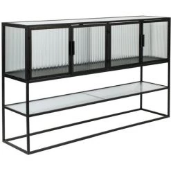 DUTCHBONE Buffet 4 Portes 1 étagère En Métal Et Verre Trempé - Boli - Couleur - Noir -Buffet et enfilade Soldes 66265545 3