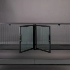 DUTCHBONE Buffet 4 Portes 1 étagère En Métal Et Verre Trempé - Boli - Couleur - Noir -Buffet et enfilade Soldes 66265545 4