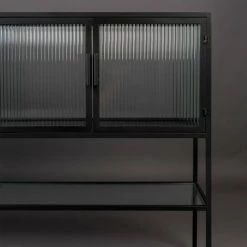 DUTCHBONE Buffet 4 Portes 1 étagère En Métal Et Verre Trempé - Boli - Couleur - Noir -Buffet et enfilade Soldes 66265545 5
