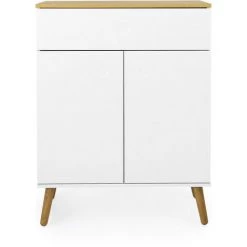 TENZO Petit Buffet En Bois 1 Tiroir 2 Portes L74cm - Dot - Couleur - Blanc