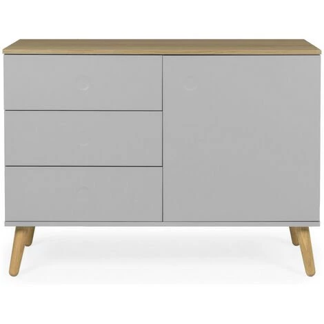 TENZO Buffet En Bois 1 Porte 3 Tiroirs L109cm - Dot - Couleur - Gris Clair 1 TENZO Buffet En Bois 1 Porte 3 Tiroirs L109cm - Dot - Couleur - Gris Clair