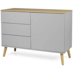 TENZO Buffet En Bois 1 Porte 3 Tiroirs L109cm - Dot - Couleur - Gris Clair 7 TENZO Buffet En Bois 1 Porte 3 Tiroirs L109cm - Dot - Couleur - Gris Clair -Buffet et enfilade Soldes 66266259 3