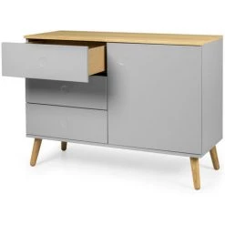 TENZO Buffet En Bois 1 Porte 3 Tiroirs L109cm - Dot - Couleur - Gris Clair 8 TENZO Buffet En Bois 1 Porte 3 Tiroirs L109cm - Dot - Couleur - Gris Clair -Buffet et enfilade Soldes 66266259 4