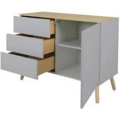 TENZO Buffet En Bois 1 Porte 3 Tiroirs L109cm - Dot - Couleur - Gris Clair 9 TENZO Buffet En Bois 1 Porte 3 Tiroirs L109cm - Dot - Couleur - Gris Clair -Buffet et enfilade Soldes 66266259 5