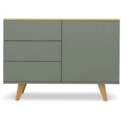 TENZO Buffet En Bois 1 Porte 3 Tiroirs L109cm - Amelia - Couleur - Gris