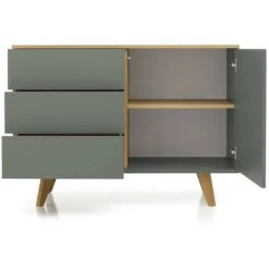 TENZO Buffet En Bois 1 Porte 3 Tiroirs L109cm - Amelia - Couleur - Gris -Buffet et enfilade Soldes 66266462 5