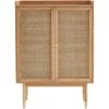 DRAWER Buffet Haut 2 Portes En Bois Et Cannage L90cm - Bombong - Couleur - Chêne
