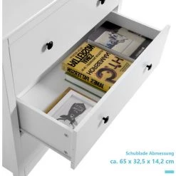 MERKMAK Buffet 80 X 41 X 84 Cm Placard Avec 3 Tiroirs Pour Salon Chambre Salle De Bain Blanc -Buffet et enfilade Soldes 66333175 4