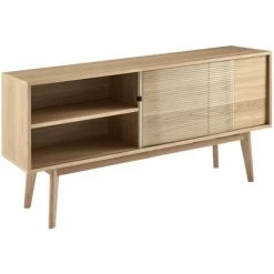 DRAWER Buffet 3 Portes En Verre Et Bois L150cm - Jeff - Couleur - Bois Clair -Buffet et enfilade Soldes 66342460 3