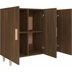 VidaXL Buffet Chêne Marron 90x34x80 Cm Bois D'ingénierie - Brun -Buffet et enfilade Soldes 66347128 4