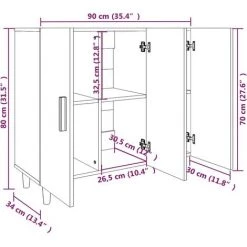 VidaXL Buffet Chêne Fumé 90x34x80 Cm Bois D'ingénierie - Brun 7 VidaXL Buffet Chêne Fumé 90x34x80 Cm Bois D'ingénierie - Brun -Buffet et enfilade Soldes 66347134 3