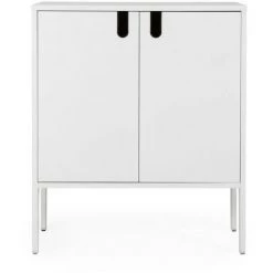 TENZO Petit Buffet En Bois 2 Portes L80cm - Uno - Couleur - Blanc