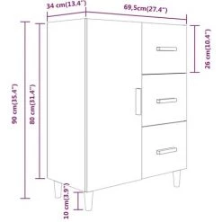 VidaXL Buffet Blanc 69,5x34x90 Cm Bois D'ingénierie - Blanc -Buffet et enfilade Soldes 66579373 3