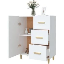 VidaXL Buffet Blanc 69,5x34x90 Cm Bois D'ingénierie - Blanc -Buffet et enfilade Soldes 66579373 4