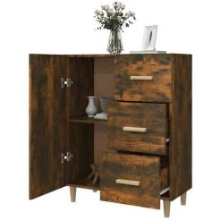 VidaXL Buffet Chêne Fumé 69,5x34x90 Cm Bois D'ingénierie - Brun -Buffet et enfilade Soldes 66579380 4