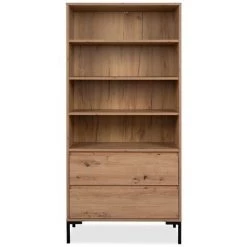 Buffet Haut 2 Tiroirs L77,5 X H165 Cm - Korsika - Calicosy - Bois Clair