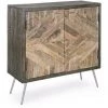 LES TENDANCES Bahut En Bois Naturel Foncé Et Clair 2 Portes Naty L 85 Cm