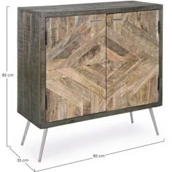 LES TENDANCES Bahut En Bois Naturel Foncé Et Clair 2 Portes Naty L 85 Cm -Buffet et enfilade Soldes 66753151 3