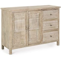 LES TENDANCES Buffet En Bois De Manguier 2 Portes 3 Tiroirs Mabel L 110 Cm