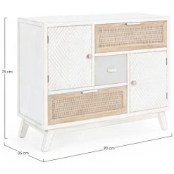 LES TENDANCES Buffet 2 Portes 3 Tiroirs Multicolore Bois De Sapin Tia L 90 Cm -Buffet et enfilade Soldes 66753339 3