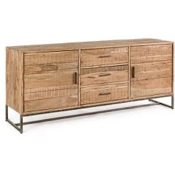 LES TENDANCES Buffet En Acacia Naturel 2 Portes 3 Tiroirs Emete L175 Cm