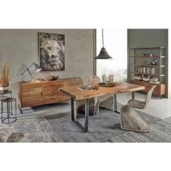 LES TENDANCES Buffet En Acacia Naturel 2 Portes 3 Tiroirs Emete L175 Cm -Buffet et enfilade Soldes 66753568 4
