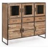 LES TENDANCES Buffet En Acacia Bicolore 6 Portes 3 Tiroirs Emete L 135 Cm