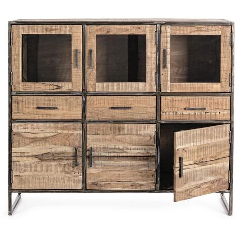 LES TENDANCES Buffet En Acacia Bicolore 6 Portes 3 Tiroirs Emete L 135 Cm 2 LES TENDANCES Buffet En Acacia Bicolore 6 Portes 3 Tiroirs Emete L 135 Cm – Image 2