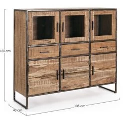 LES TENDANCES Buffet En Acacia Bicolore 6 Portes 3 Tiroirs Emete L 135 Cm 7 LES TENDANCES Buffet En Acacia Bicolore 6 Portes 3 Tiroirs Emete L 135 Cm -Buffet et enfilade Soldes 66753570 3