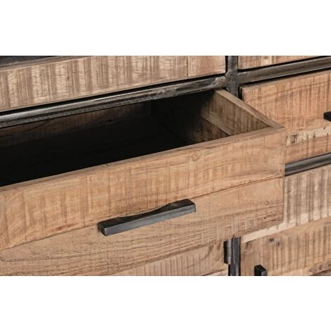 LES TENDANCES Buffet En Acacia Bicolore 6 Portes 3 Tiroirs Emete L 135 Cm 4 LES TENDANCES Buffet En Acacia Bicolore 6 Portes 3 Tiroirs Emete L 135 Cm – Image 4