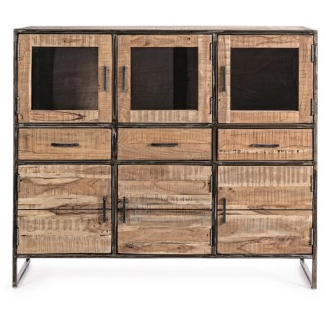 LES TENDANCES Buffet En Acacia Bicolore 6 Portes 3 Tiroirs Emete L 135 Cm 5 LES TENDANCES Buffet En Acacia Bicolore 6 Portes 3 Tiroirs Emete L 135 Cm – Image 5