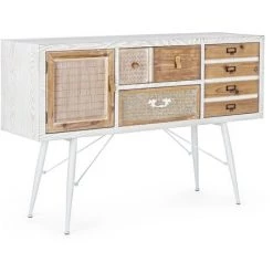 LES TENDANCES Buffet 2 Porte 2 Tiroirs Bicolore Bois MDF Elo L 120 Cm
