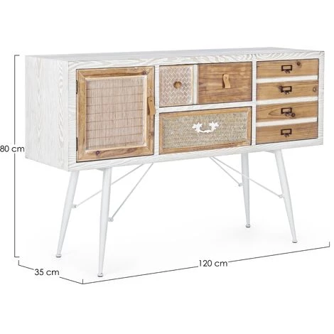 LES TENDANCES Buffet 2 Porte 2 Tiroirs Bicolore Bois MDF Elo L 120 Cm 3 LES TENDANCES Buffet 2 Porte 2 Tiroirs Bicolore Bois MDF Elo L 120 Cm â Image 3
