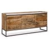 LES TENDANCES Buffet En Bois De Manguier Et Marbre 3 Portes Lafia L 175 Cm