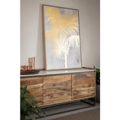 LES TENDANCES Buffet En Bois De Manguier Et Marbre 3 Portes Lafia L 175 Cm -Buffet et enfilade Soldes 66753712 5