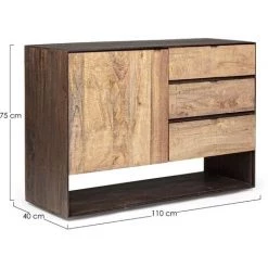 LES TENDANCES Buffet En Bois De Manguier Bicolore 1 Porte Gerty L 110 Cm 7 LES TENDANCES Buffet En Bois De Manguier Bicolore 1 Porte Gerty L 110 Cm -Buffet et enfilade Soldes 66753716 3