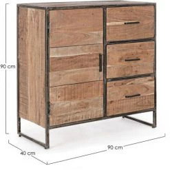 LES TENDANCES Bahut En Acacia Bicolore 1 Porte 3 Tiroirs Emete L 90 Cm 9 LES TENDANCES Bahut En Acacia Bicolore 1 Porte 3 Tiroirs Emete L 90 Cm -Buffet et enfilade Soldes 66753960 5